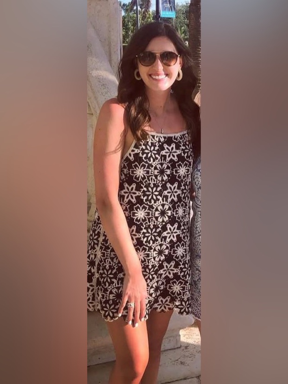 Zara Black and White Crochet Mini Dress